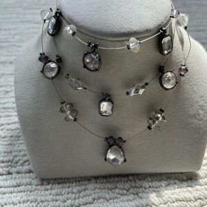 Chico’s Elegant Silver and Prrple Multi-Layer Necklace